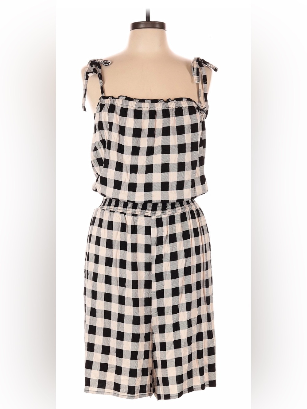 torrid Black & Cream Gingham Tie-Strap Jumpsuit